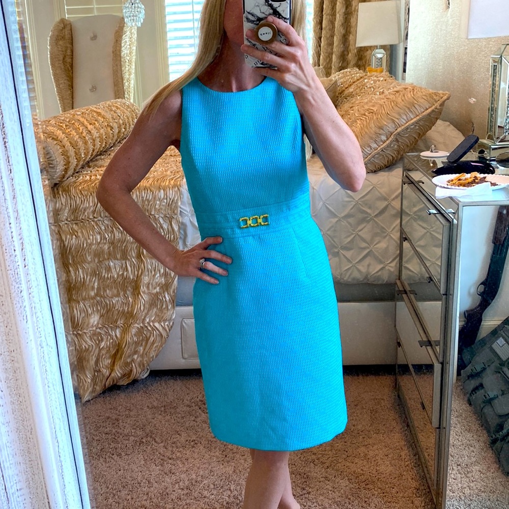 Tahari NEW Studio Easter Teal Spring Boutique A Lined Dress Size 4
